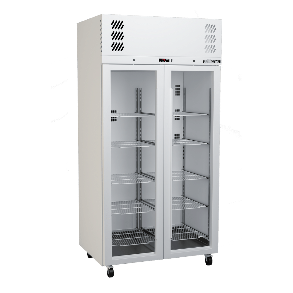 Williams Pearl HPR2GWHC - Slim 2 Door White Colorbond Upright Display Fridge 1000mm 750L