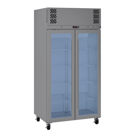 Williams Pearl HPR2GSHC - Slim 2 Door Stainless Steel Upright Display Fridge 1000mm 750L