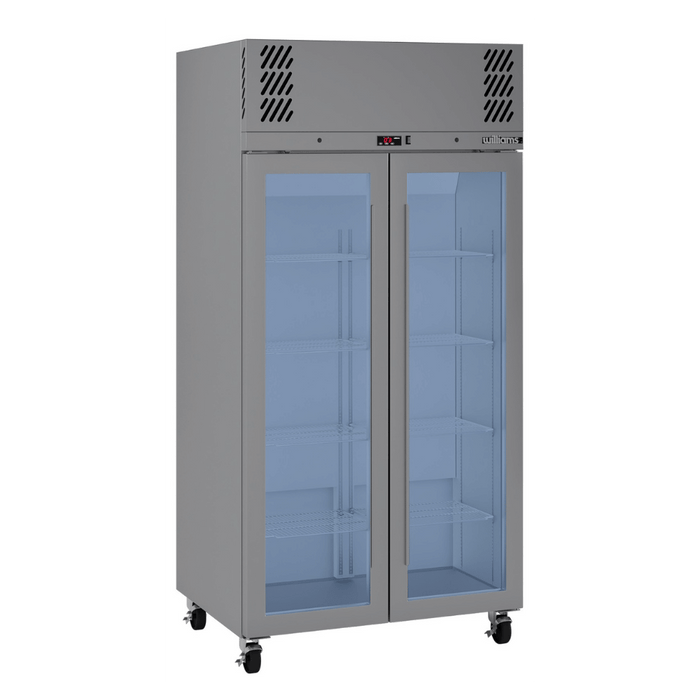 Williams Pearl HPR2GSHC - Slim 2 Door Stainless Steel Upright Display Fridge 1000mm 750L