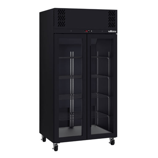 Williams Pearl HPR2GBHC - Slim 2 Door Black Colorbond Upright Display Fridge 1000mm 750L