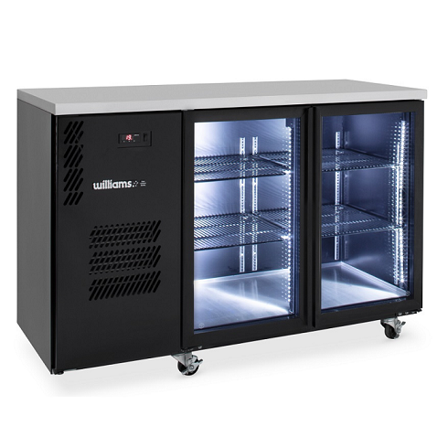 Williams Cameo HC2UGBHC / HC2RGB - 2 Door Black Colorbond Undercounter Display Fridge 1497mm 420L
