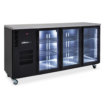 Williams Cameo HC3UGBHC / HC3RGB - 3 Door Black Colorbond Undercounter Display Fridge 2017mm 640L