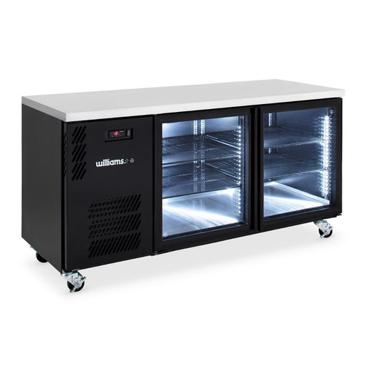 Williams Boronia HB2UGBHC / HB2RGB - 2 Door Black Colorbond Undercounter Display Fridge 1603mm 360L