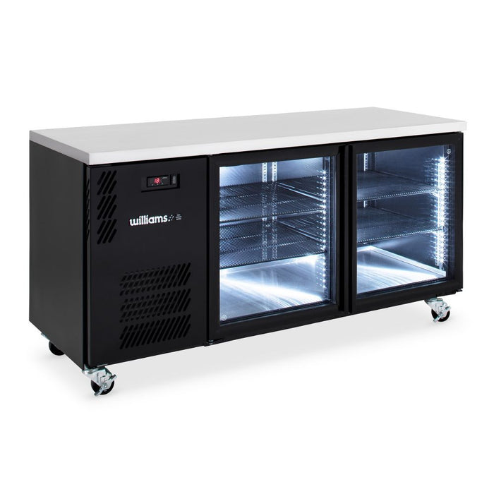 Williams Boronia HB2UGBHC / HB2RGB - 2 Door Black Colorbond Undercounter Display Fridge 1603mm 360L