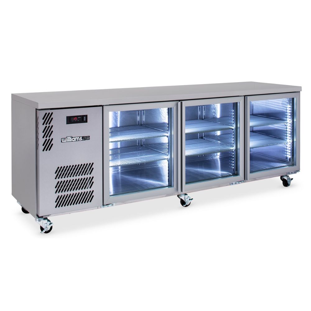 Williams Boronia HB3UGSHC / HB3RGS - 3 Door Stainless Steel Undercounter Display Fridge 2189mm 560L