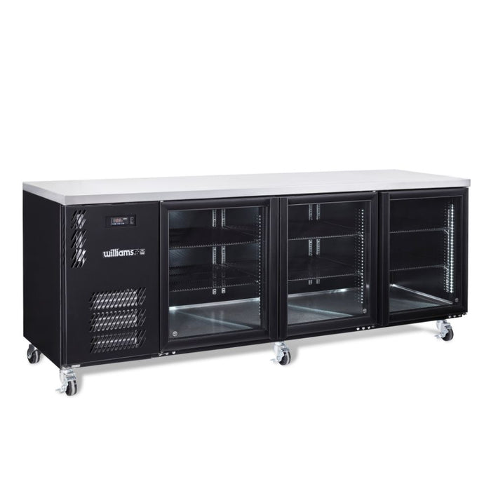 Williams Boronia HB3UGBHC / HB3RGB - 3 Door Black Colorbond Undercounter Display Fridge 2189mm 560L