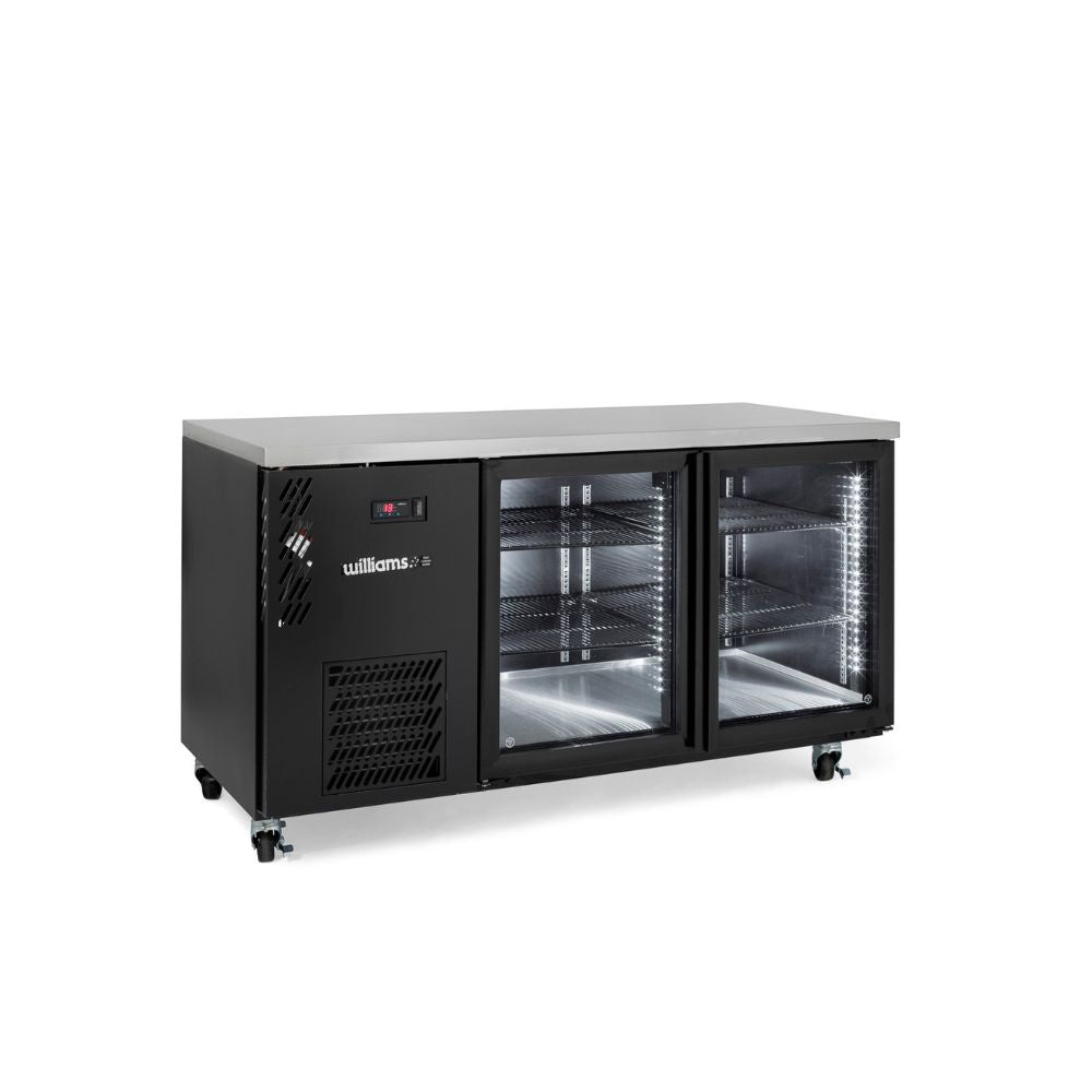 Williams Cameo Mini HCM2UGBHC - 2 Door Black Colorbond Undercounter Display Fridge 1497mm