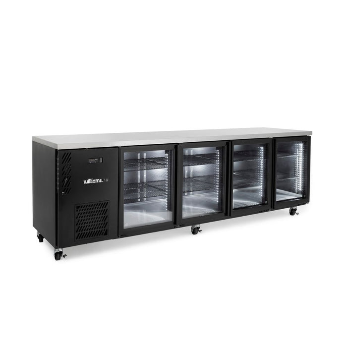 Williams Cameo Mini HCM4UGBHC - 4 Door Black Colorbond Undercounter Display Fridge 2537mm