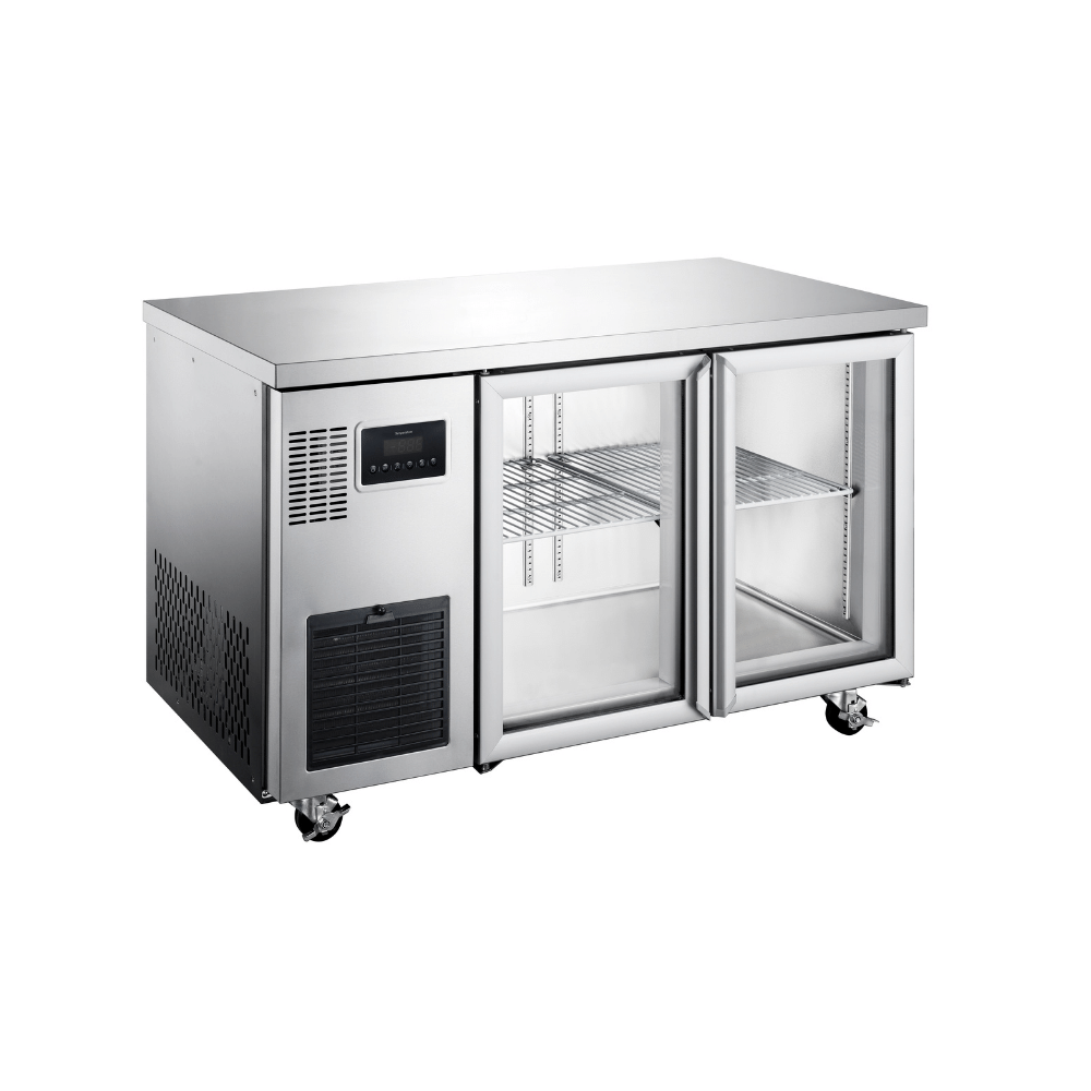 Williams Topaz Under Counter HTU2GSHC - 2 Door Stainless Undercounter Glass Door Fridge 1300mm 260L