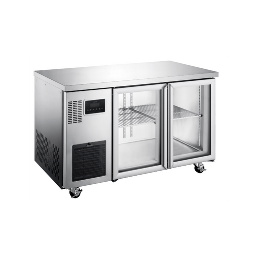 Williams Topaz Under Counter HTU2GSHC - 2 Door Stainless Undercounter Glass Door Fridge 1300mm 260L