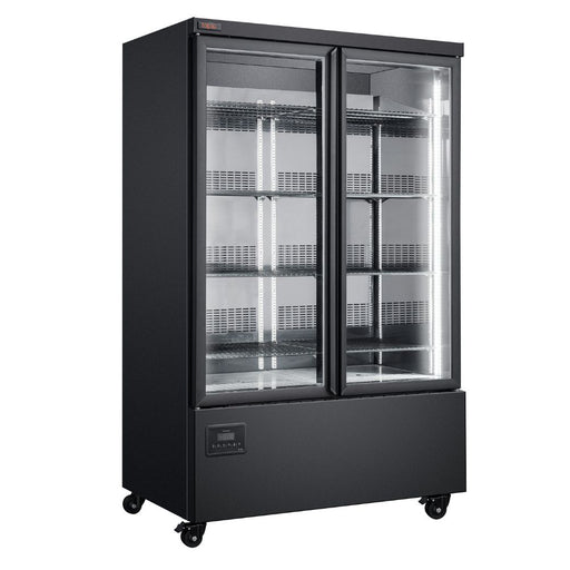 Williams Topaz Upright HTB2GBHC - 2 Door Black Upright Display Fridge 1250mm 800L