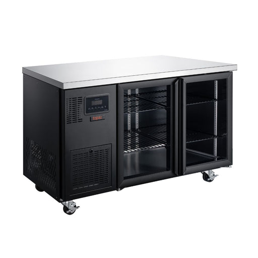 Williams Topaz Under Counter HTU2GBHC - 2 Door Black Undercounter Glass Door Fridge 1300mm 260L