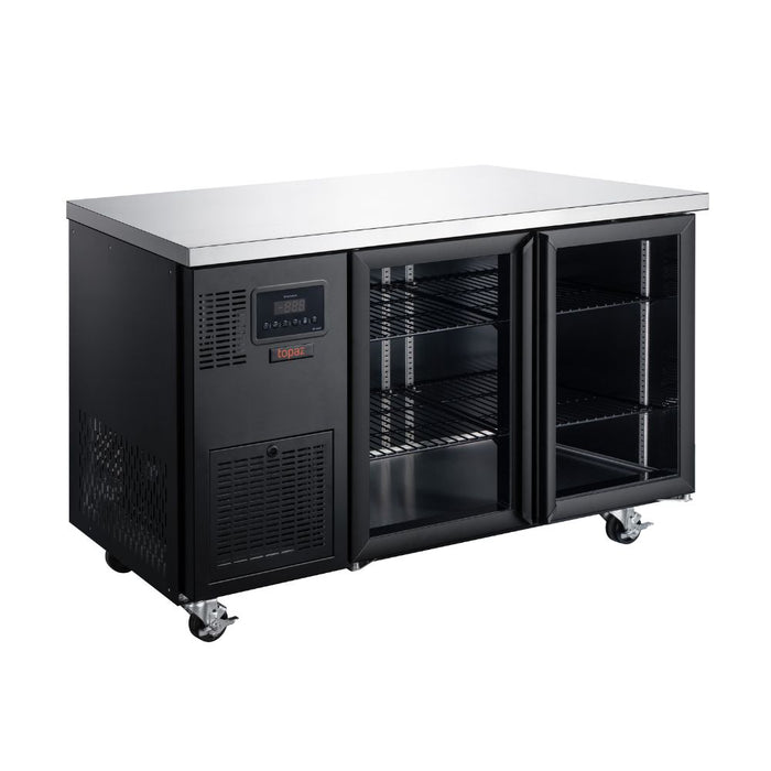 Williams Topaz Under Counter HTU2GBHC - 2 Door Black Undercounter Glass Door Fridge 1300mm 260L