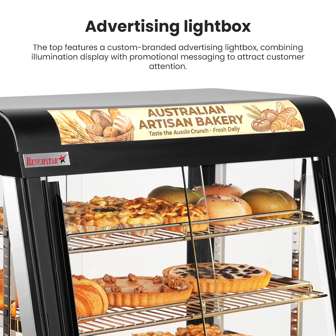 Benchstar PW-RT/900/1E - Pie Warmer and Hot Food Display, 3 Shelves, 900mm - image 5