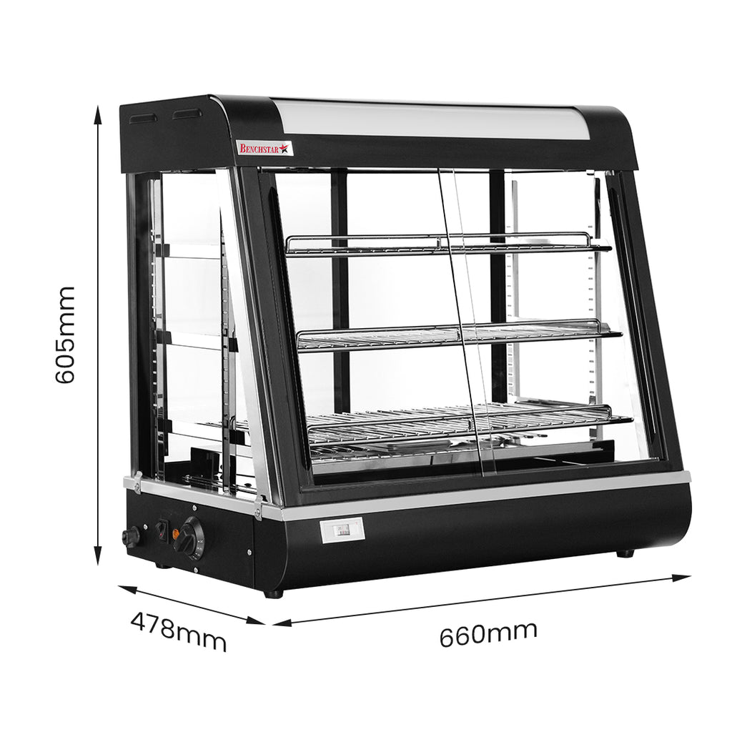Benchstar PW-RT/660/TGE - Pie Warmer and Hot Food Display, 3 Shelves, 660mm - image 2