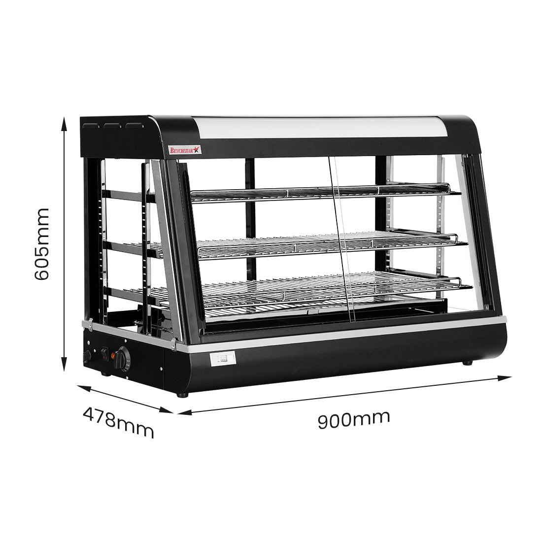 Benchstar PW-RT/900/1E - Pie Warmer and Hot Food Display, 3 Shelves, 900mm - image 2