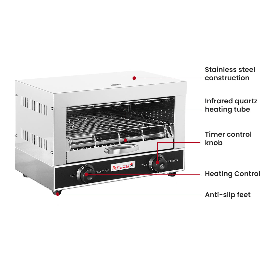 Benchstar QT-1 - Infrared Quartz Toaster Grill with Timer - image 3