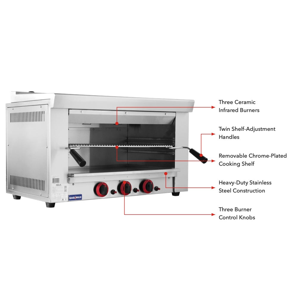 Gasmax REB-02E - Heavy Duty Gas Salamander 3 Infrared Burners - image 3