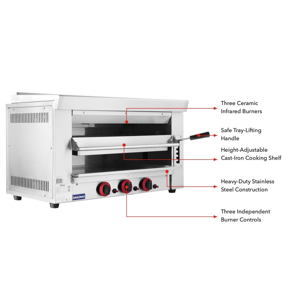 Gasmax REB-03E - Heavy Duty Gas Salamander with Tray Lifting System - image 3