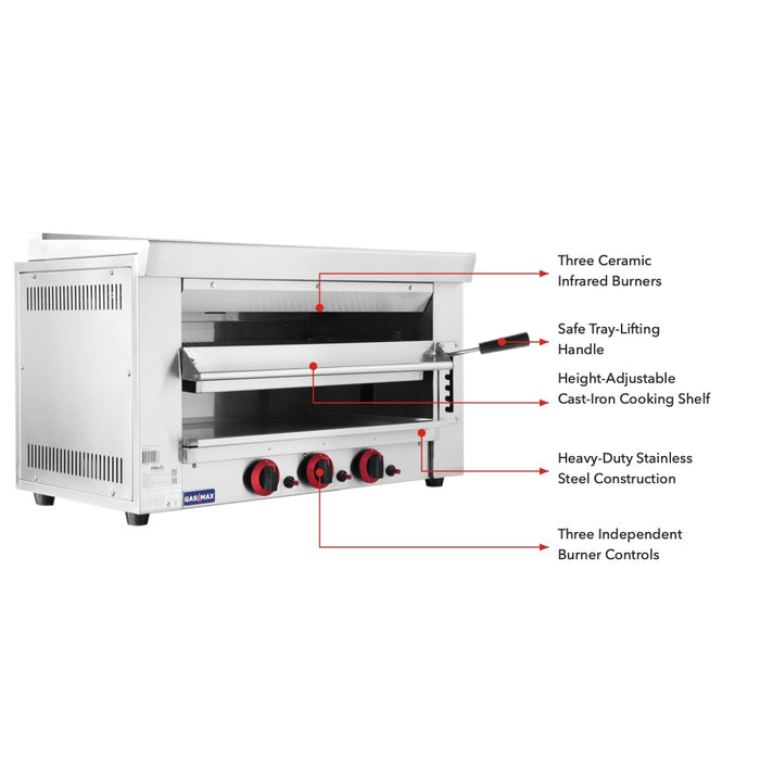 Gasmax REB-03E - Heavy Duty Gas Salamander with Tray Lifting System - image 3