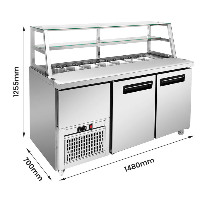 FED Thermaster SCB/15 - Two Door Deluxe Sandwich Bar Fridge 1500mm 550L - image 2