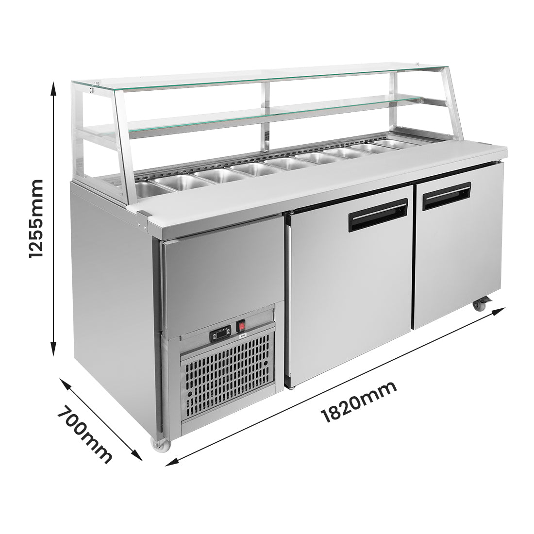 FED Thermaster SCB/18 - Two Large Door Deluxe Sandwich Bar Fridge 1800mm 870L - image 2