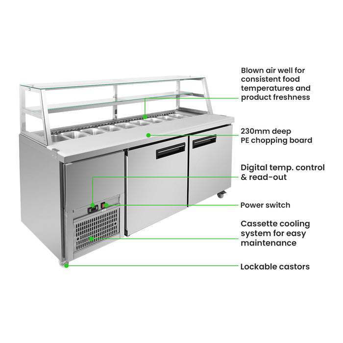 FED Thermaster SCB/18 - Two Large Door Deluxe Sandwich Bar Fridge 1800mm 870L - image 3