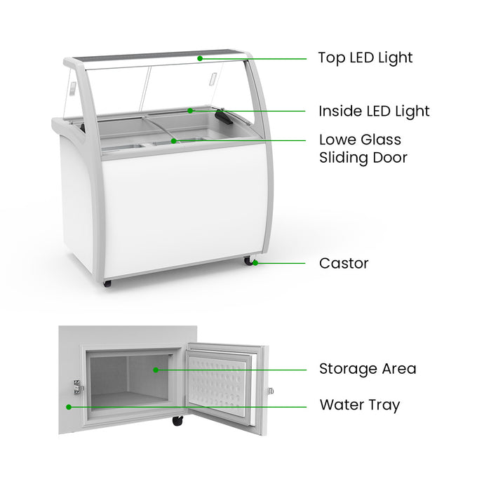 FED Thermaster SD-325P - Gelato Display Freezer 6 x 5L Pans 300L - image 3