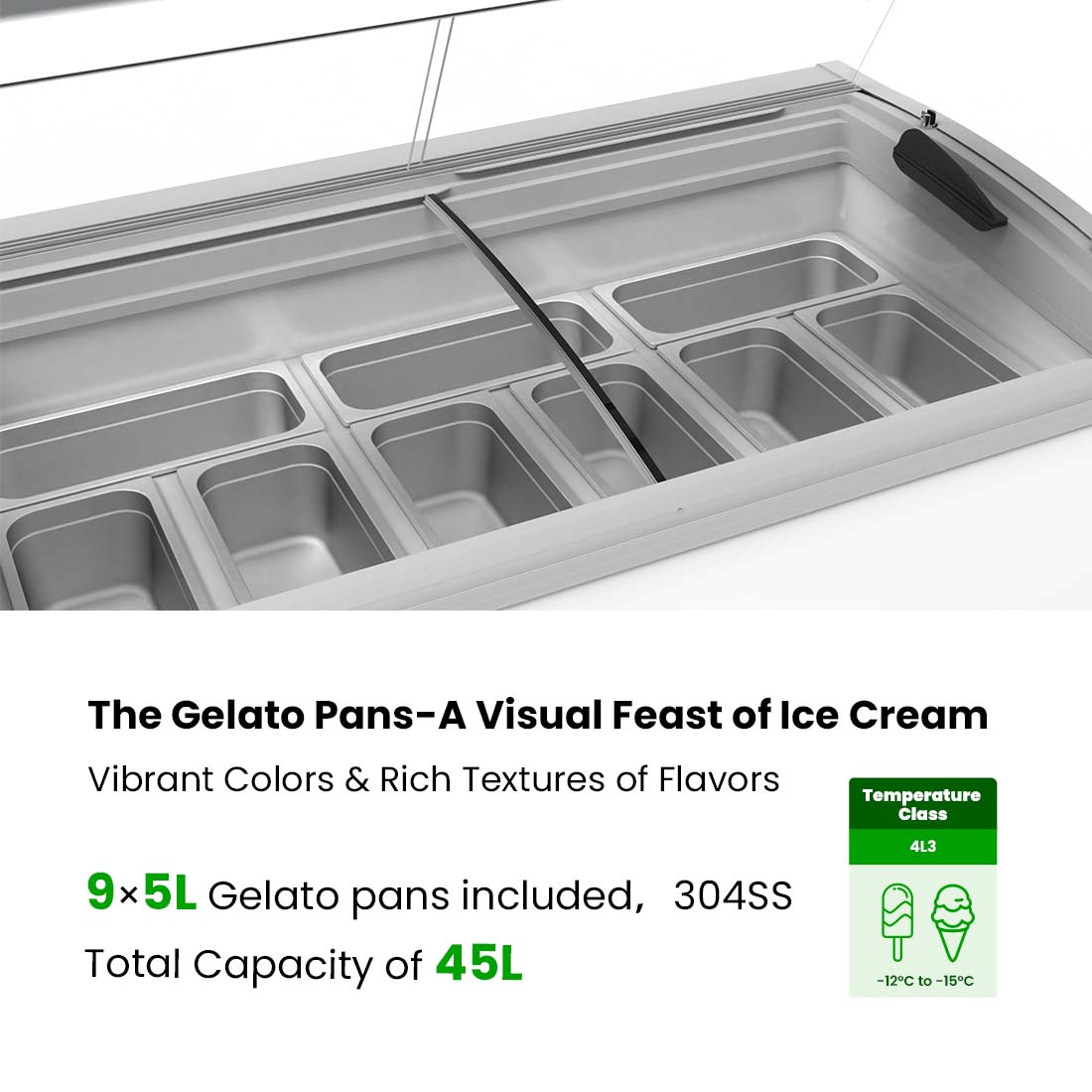 FED Thermaster SD-415P - Gelato Display Freezer 9 x 5L Pans 400L - image 5