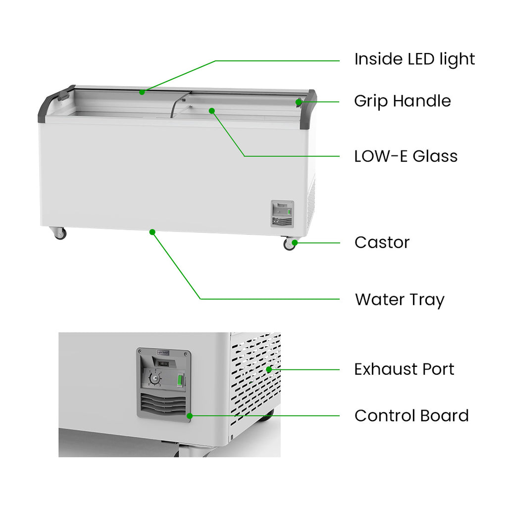 FED Thermaster SD-576K - Glass Sliding Lid Ice Cream Display Freezer 561L - image 3