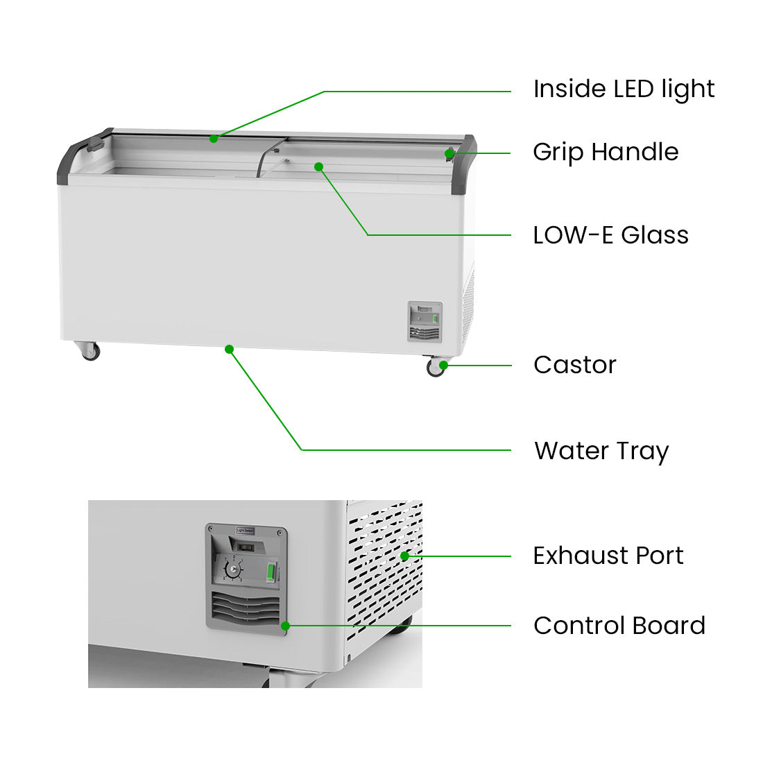FED Thermaster SD-576K - Glass Sliding Lid Ice Cream Display Freezer 561L - image 3