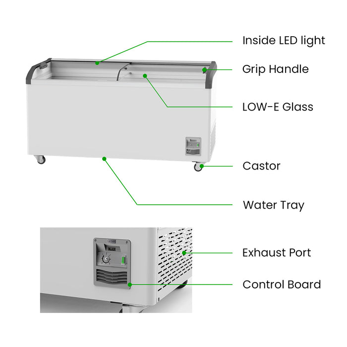 FED Thermaster SD-576K - Glass Sliding Lid Ice Cream Display Freezer 561L - image 3