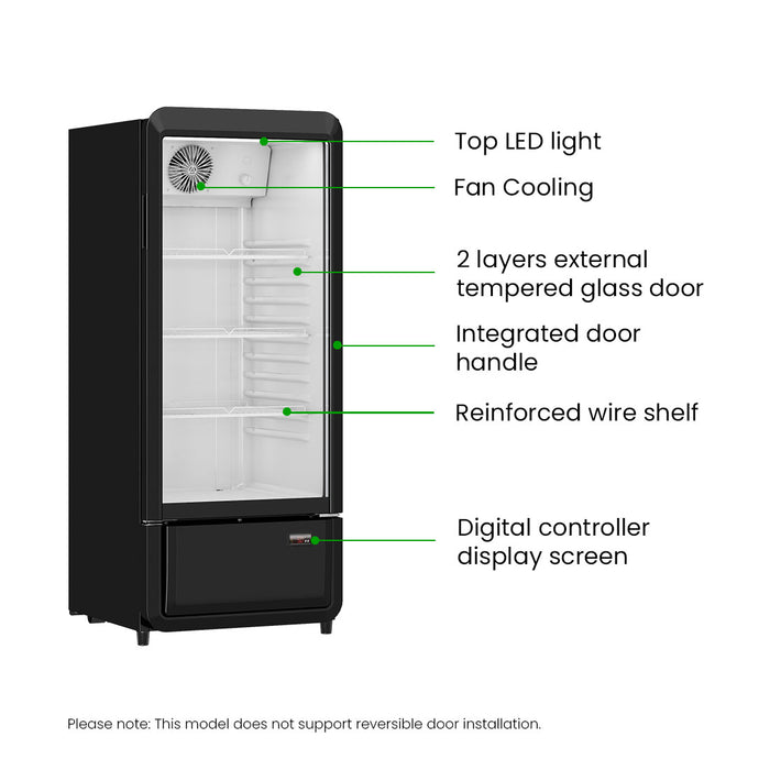 FED Thermaster SDC-178B - Upright Glass Door Drink Fridge Black 178L - image 3