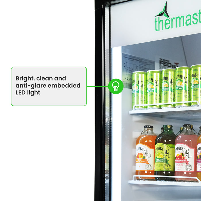 FED Thermaster SDC-343B - Upright Glass Door Drink Fridge Black 343L - image 6