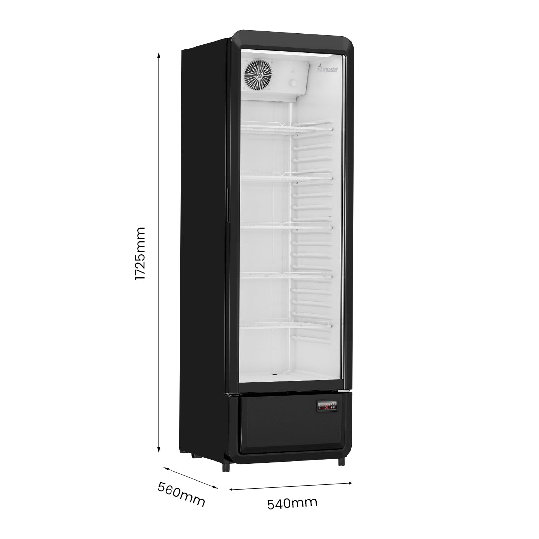 FED Thermaster SDC-258B - Upright Glass Door Drink Fridge Black 258L - image 2
