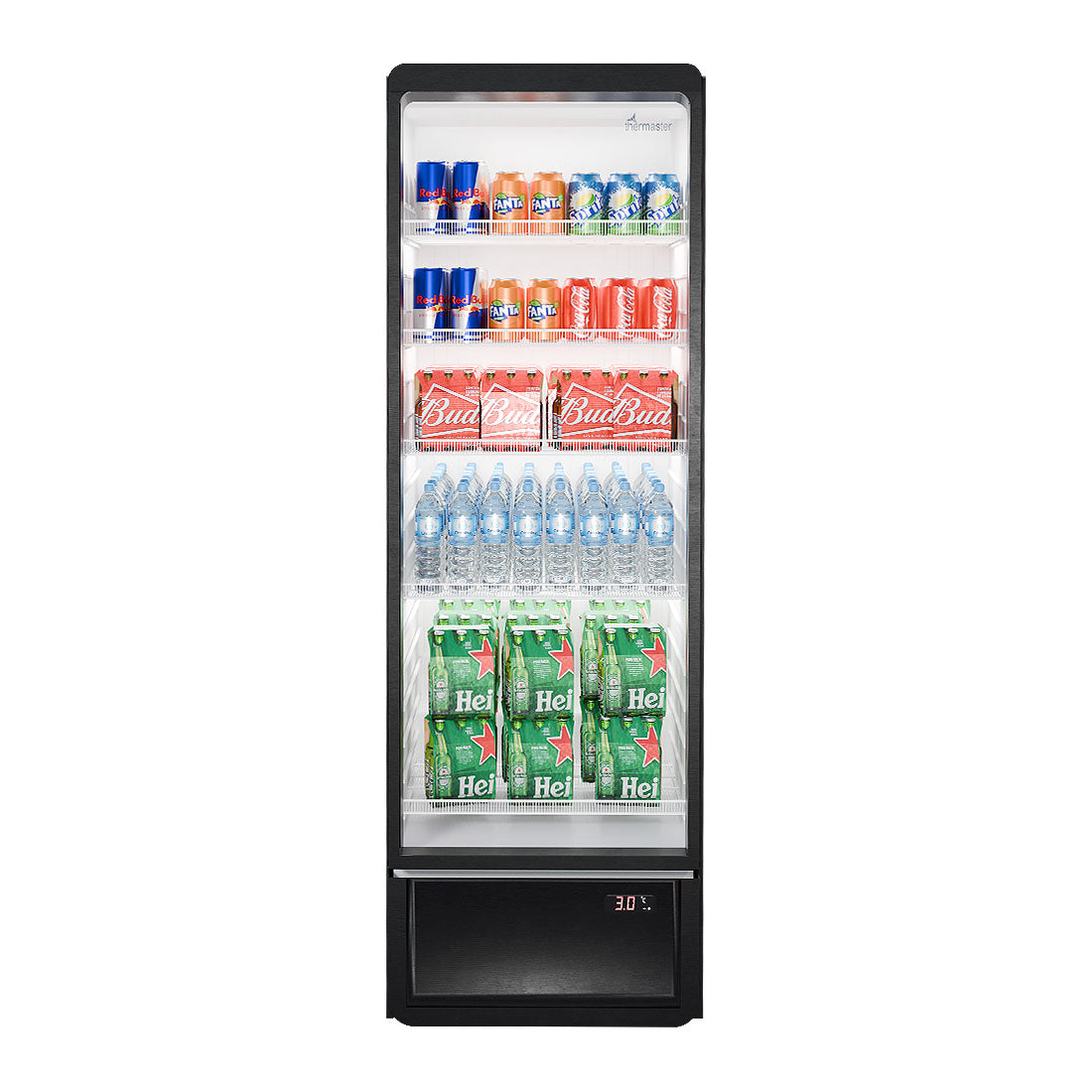 FED Thermaster SDC-258B - Upright Glass Door Drink Fridge Black 258L - image 4
