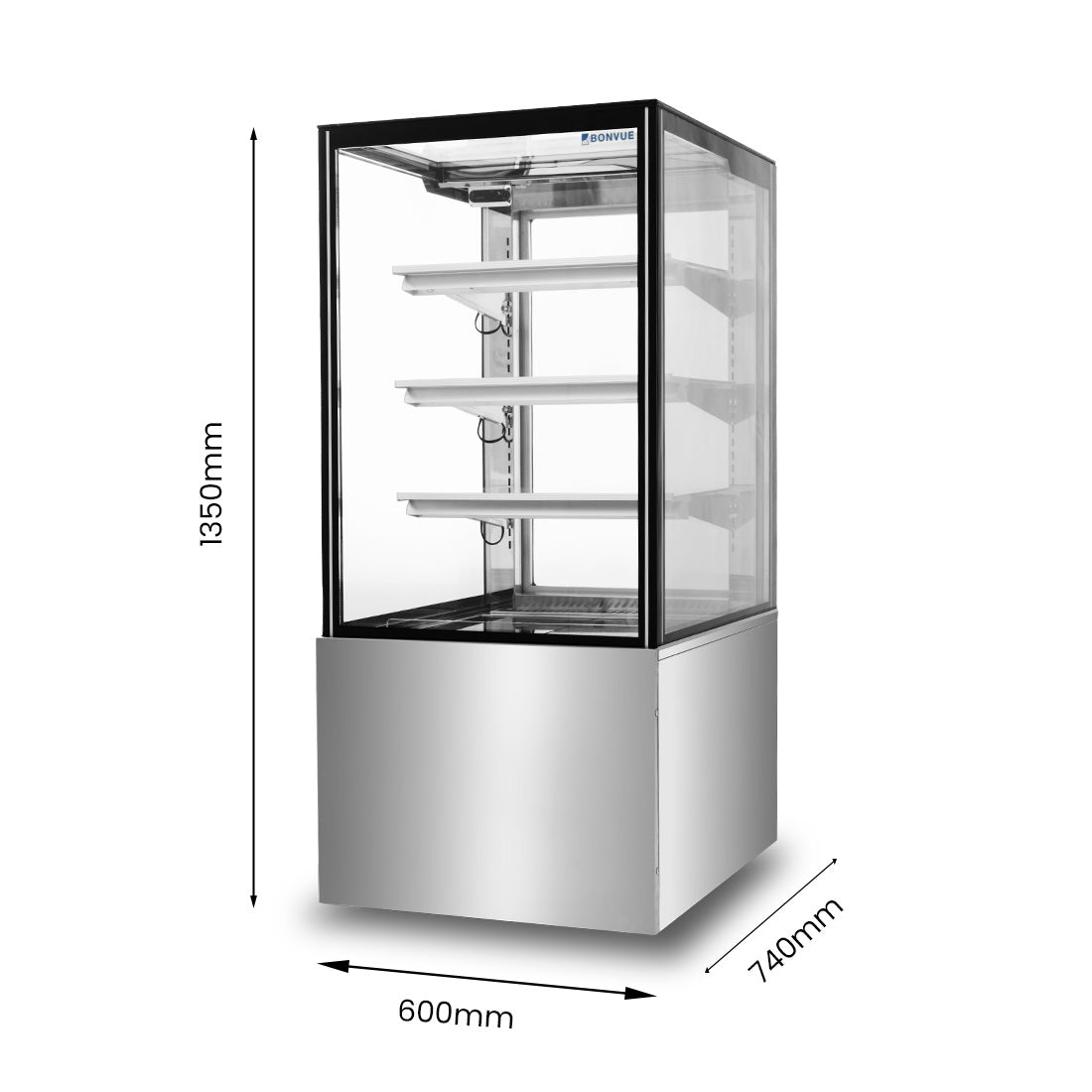 Bonvue FED SF820V - 600mm 3+1 Tier Square Glass Cake Display - image 6