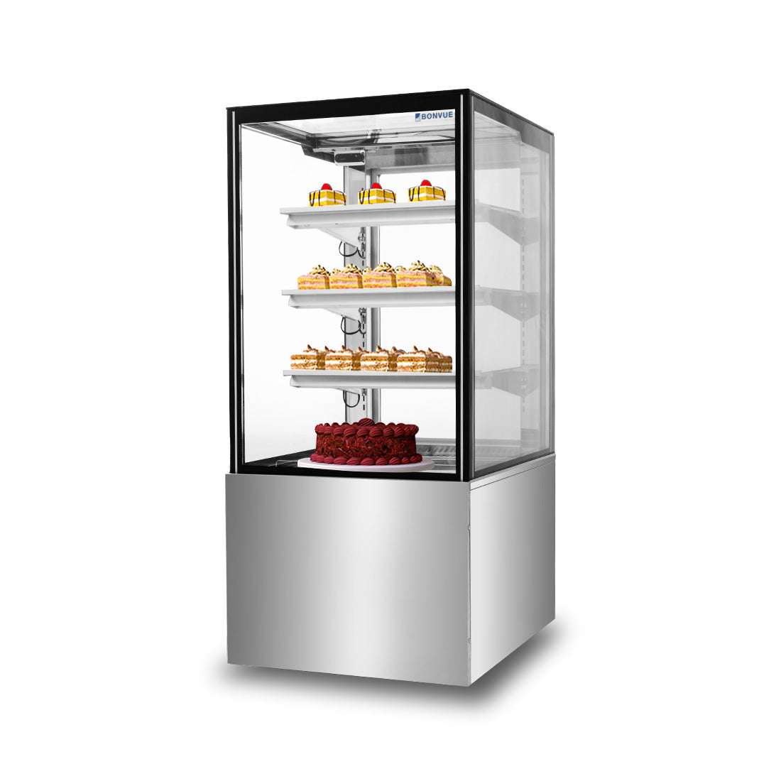 Bonvue FED SF820V - 600mm 3+1 Tier Square Glass Cake Display
