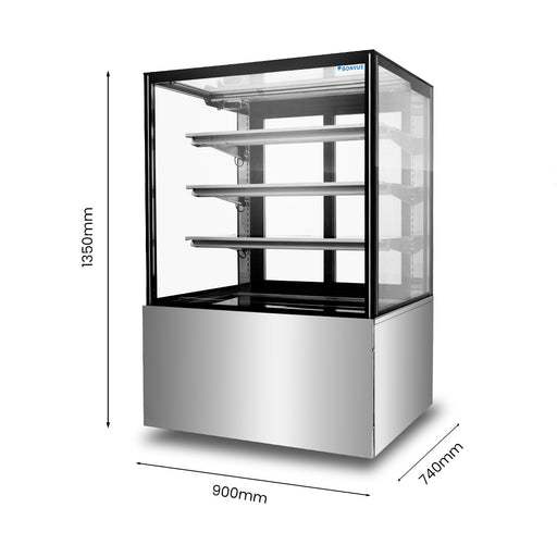 Bonvue FED SF830V - 900mm 3+1 Tier Square Glass Cake Display - image 2