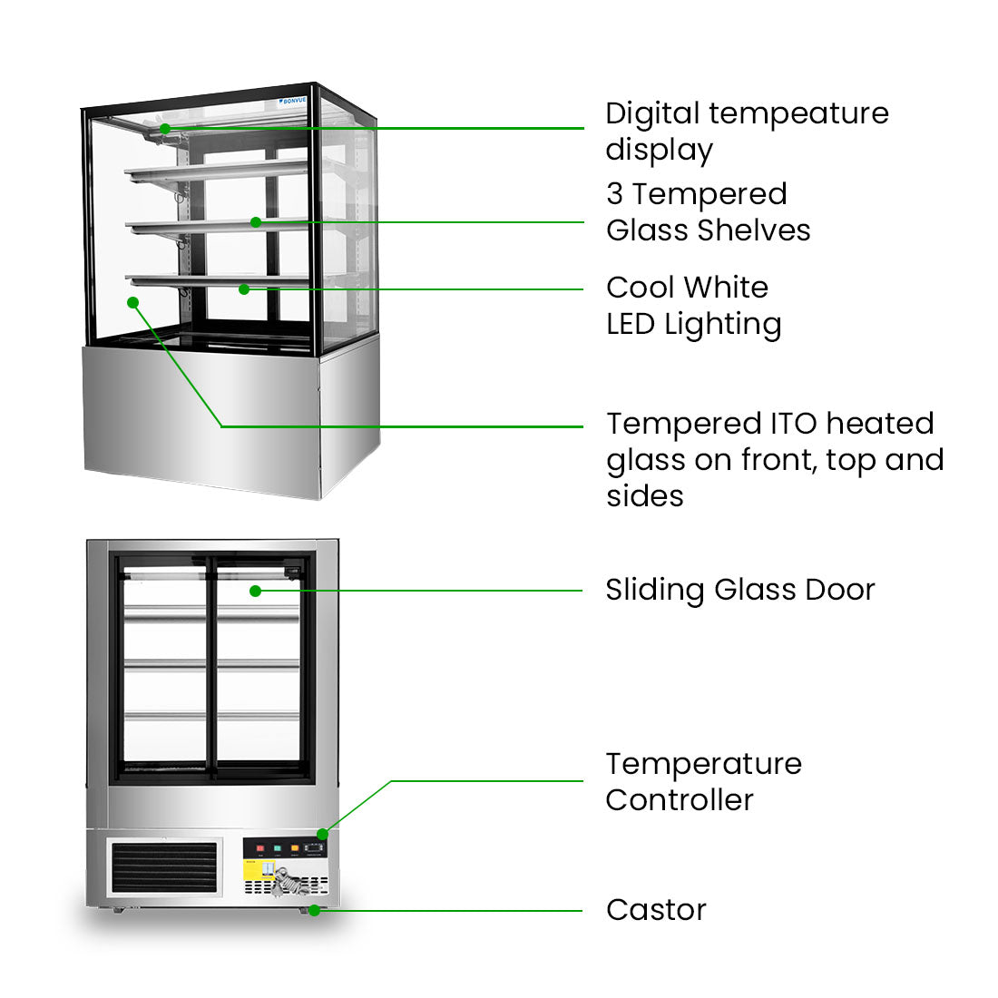 Bonvue FED SF830V - 900mm 3+1 Tier Square Glass Cake Display - image 3