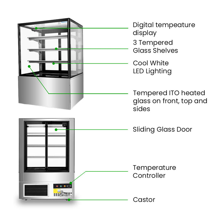 Bonvue FED SF830V - 900mm 3+1 Tier Square Glass Cake Display - image 3