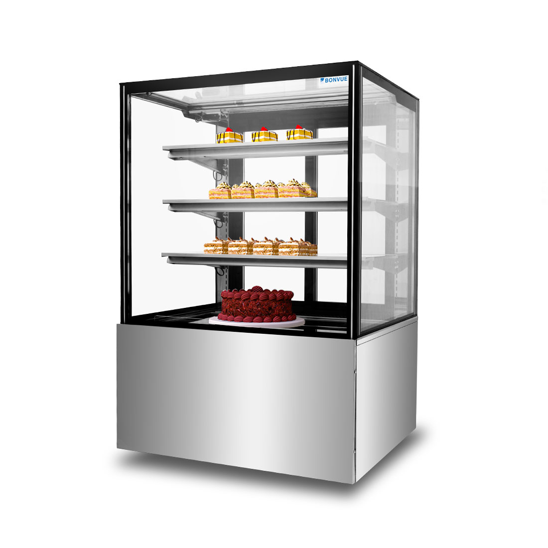 Bonvue FED SF830V - 900mm 3+1 Tier Square Glass Cake Display - image 4