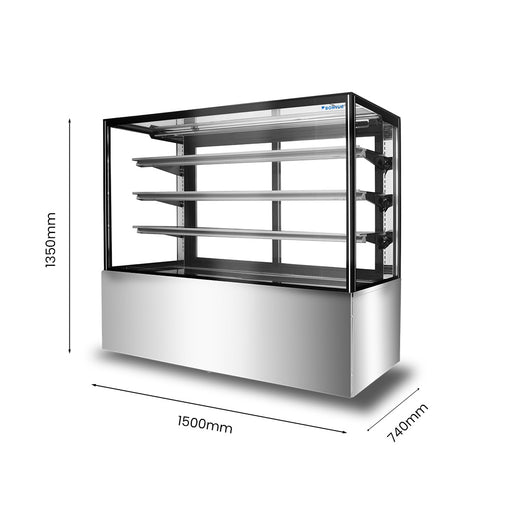 Bonvue FED SF850V - 1500mm 3+1 Tier Square Glass Cake Display - image 2