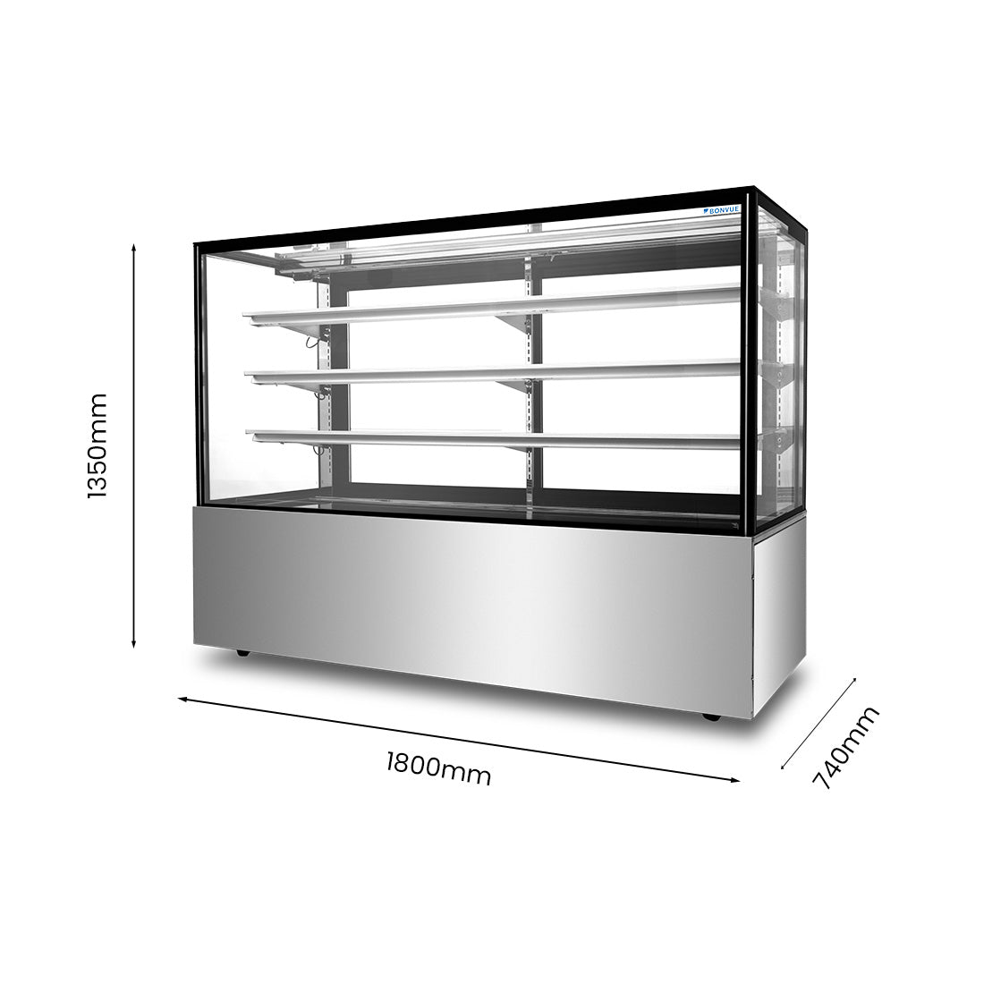 Bonvue FED SF860V - 1800mm 3+1 Tier Square Glass Cake Display - image 2