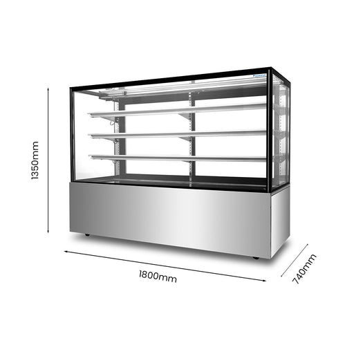 Bonvue FED SF860V - 1800mm 3+1 Tier Square Glass Cake Display - image 2