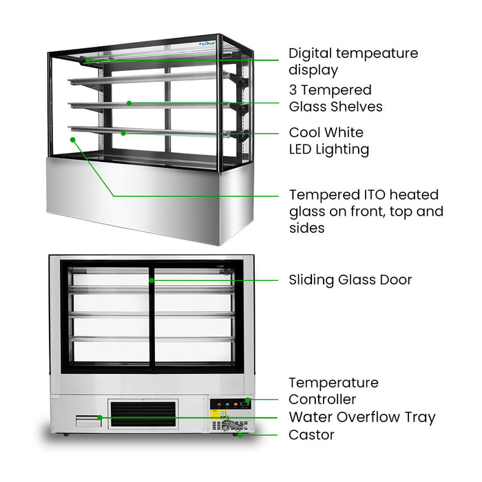 Bonvue FED SF860V - 1800mm 3+1 Tier Square Glass Cake Display - image 3