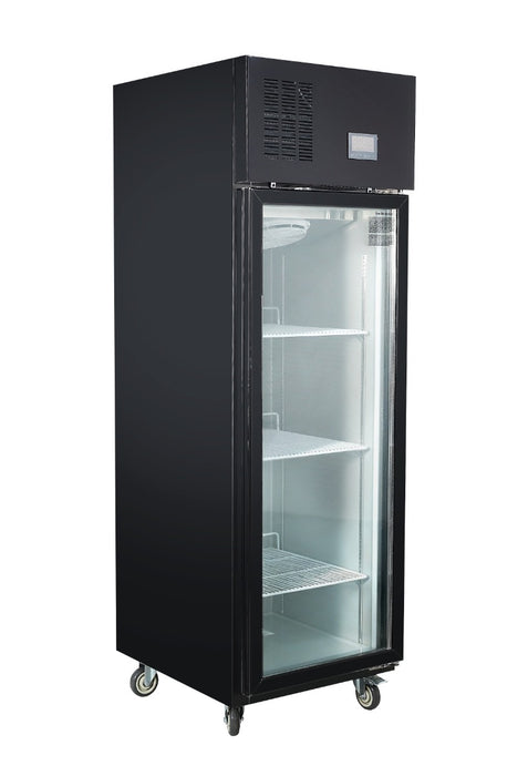 FED Thermaster SFWCG500B - Full-Width Single Glass Door Upright Display Fridge Black 500L
