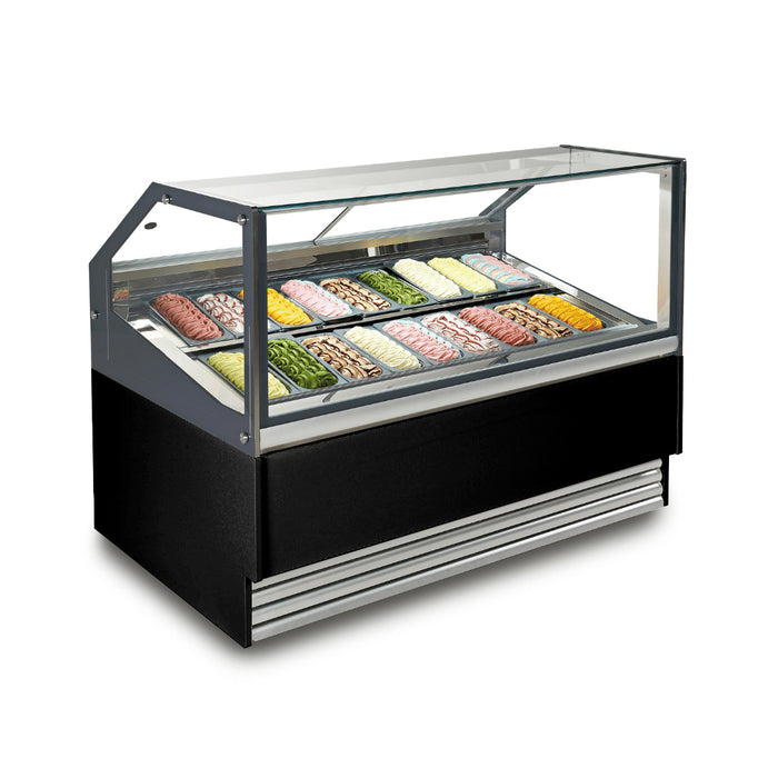 Bonvue FED SGD-18B - 18 Pan Square Glass Gelato Display Freezer