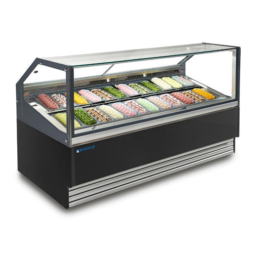Bonvue FED SGD-24B - 24 Pan Square Glass Gelato Display Freezer
