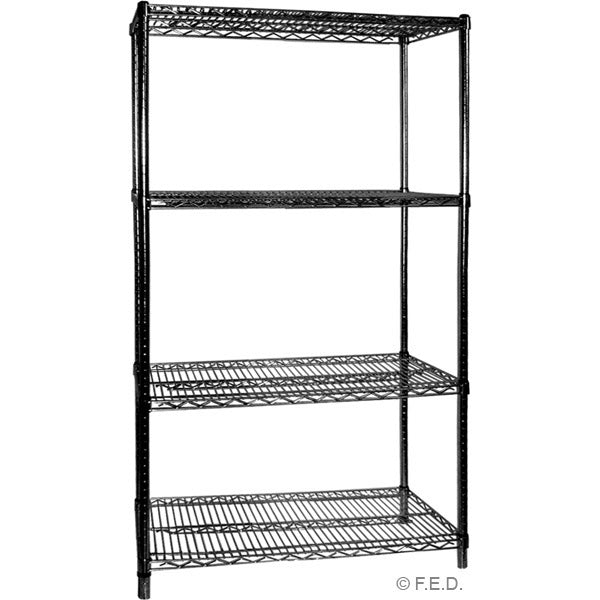 Modular Systems B18/24 - Black Plasticised 4 Tier Shelving 610 x 457 x 1880mm